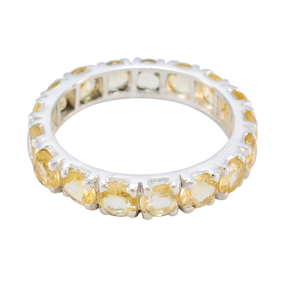 Citrine multiple American 92.5 Silver Yellow Gemstone Dainty Eternity Band Jewellery Hoofdafbeelding