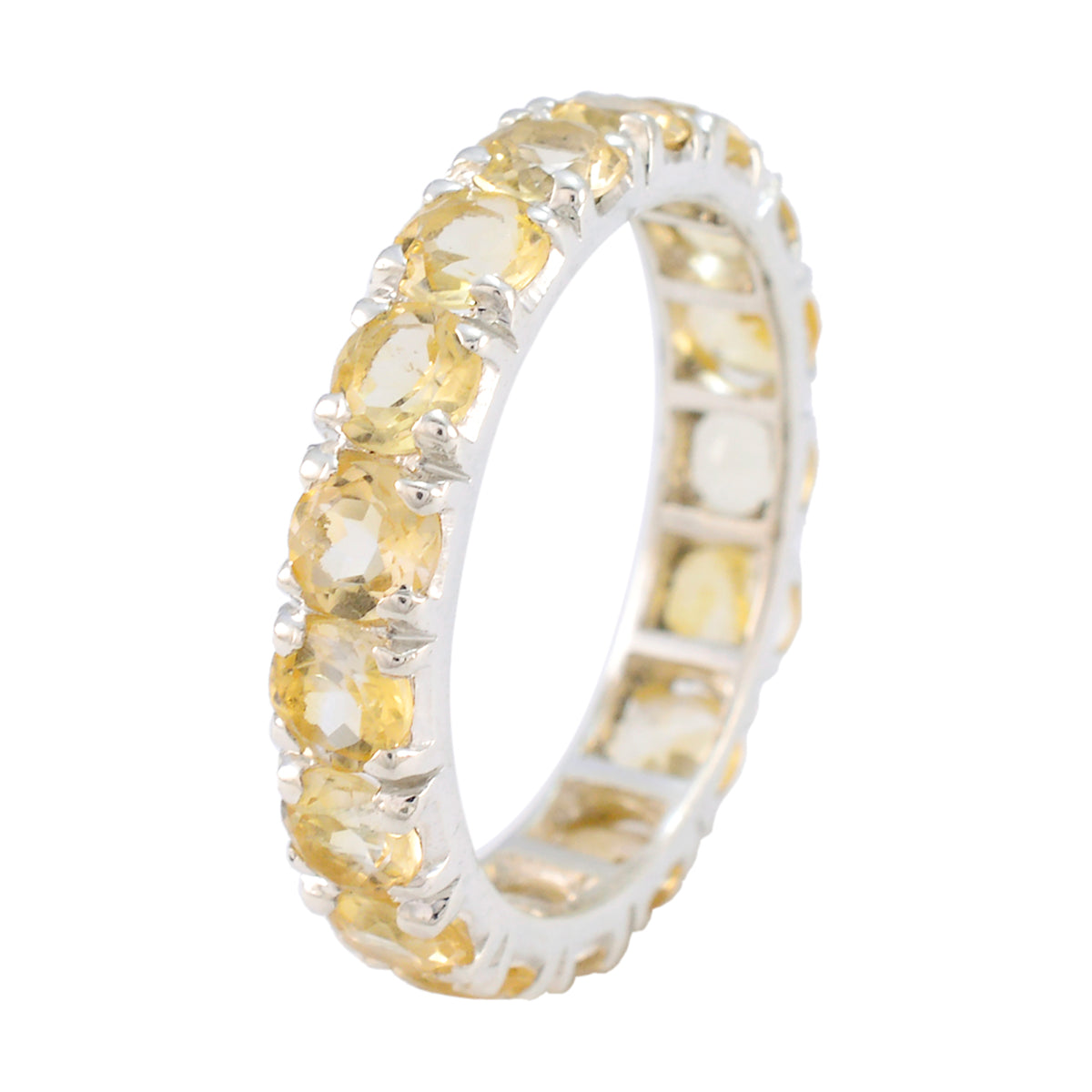 Citrien meervoudige Amerikaanse 92,5 zilveren gele edelsteen sierlijke eternity band sieraden Secundaire afbeelding