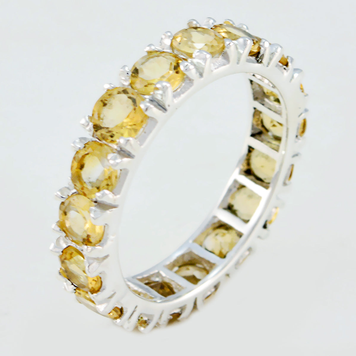 Citrine multiple American 92.5 Silver Yellow Gemstone Dainty Eternity Band Jewellery