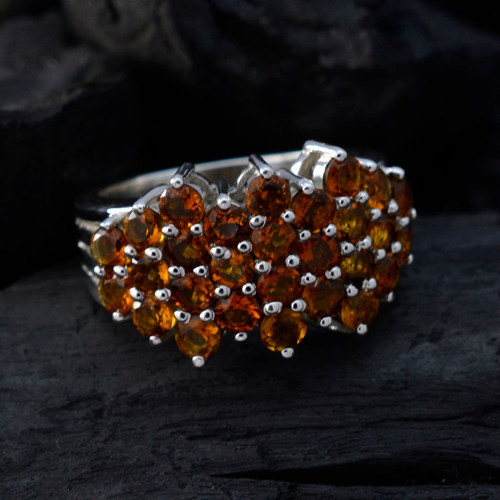 Citrine multiple Egyptian 925 Sterling Silver Yellow Gems Eye catching Contemporary Ring Jewelry