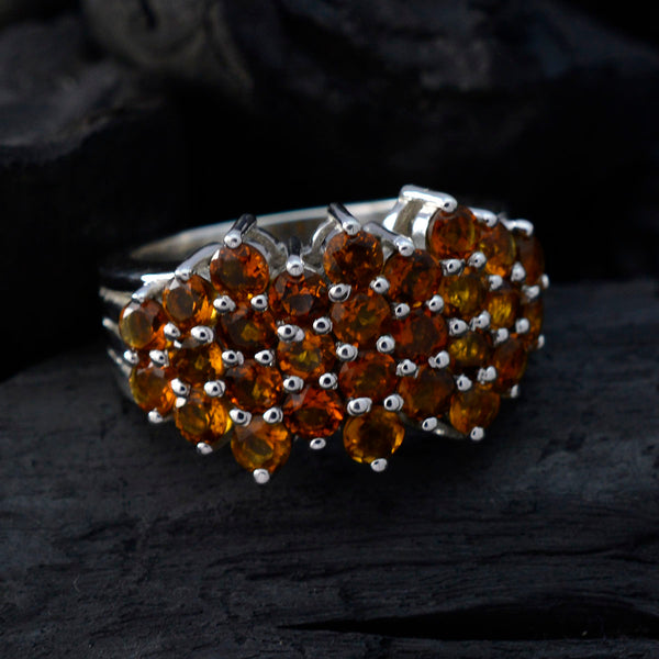 Citrine multiple Egyptian 925 Sterling Silver Yellow Gems Eye catching Contemporary Ring Jewelry