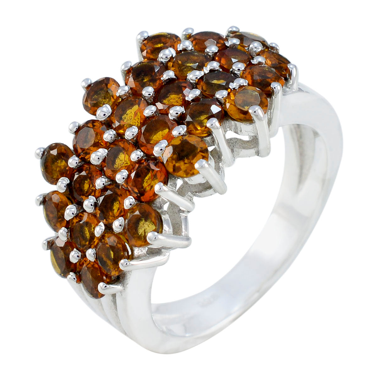 Citrine multiple Egyptian 925 Sterling Silver Yellow Gems Eye catching Contemporary Ring Jewelry
