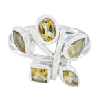 Citrine Penta Indian 92.5 Silver Yellow Gemstone Classic Graceful Ring Jewelry