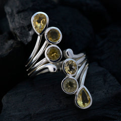 Citrine Hexa Egyptian 92.5 Silver Yellow Gems Versatile Abstract Ring Jewellery