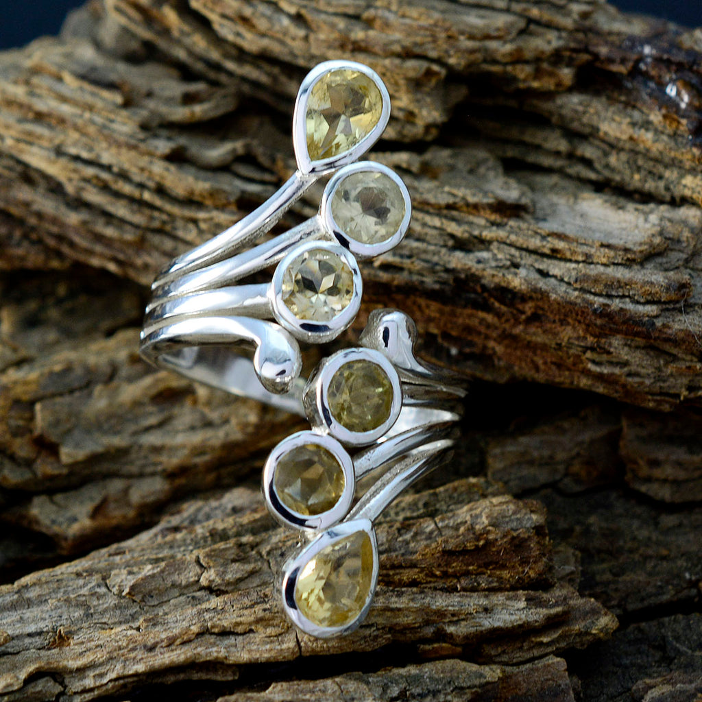 Citrine Hexa Egyptian 92.5 Silver Yellow Gems Versatile Abstract Ring Jewellery