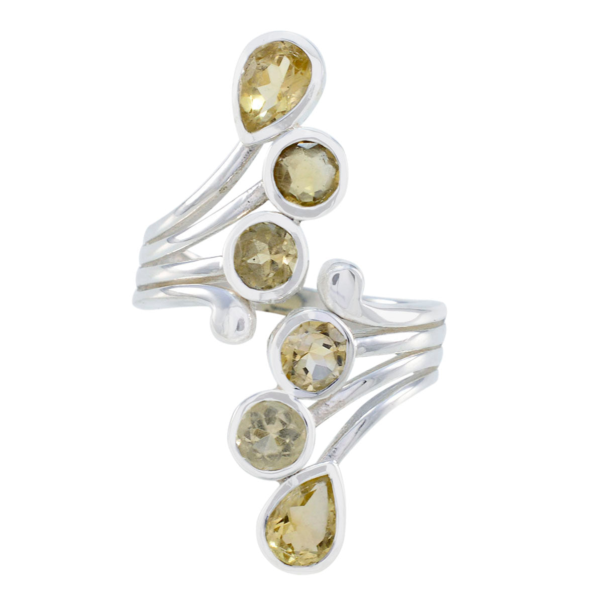 Citrine Hexa Egyptian 92.5 Silver Yellow Gems Versatile Abstract Ring Jewellery