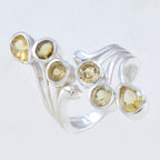 Citrine Hexa Egyptian 92.5 Silver Yellow Gems Versatile Abstract Ring Jewellery