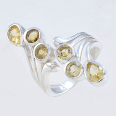Citrine Hexa Egyptian 92.5 Silver Yellow Gems Versatile Abstract Ring Jewellery