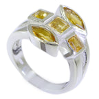 Citrine Penta Indian Silver Yellow Gemstone Versatile Modern Ring Jewellery