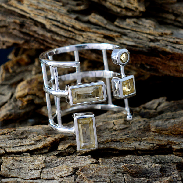 Citrine quarter Indian 925 Sterling Silver Yellow Gems Mid weight Signet Ring Jewellery