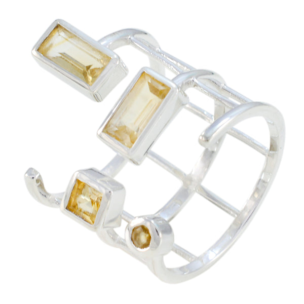 Citrine quarter Indian 925 Sterling Silver Yellow Gems Mid weight Signet Ring Jewellery