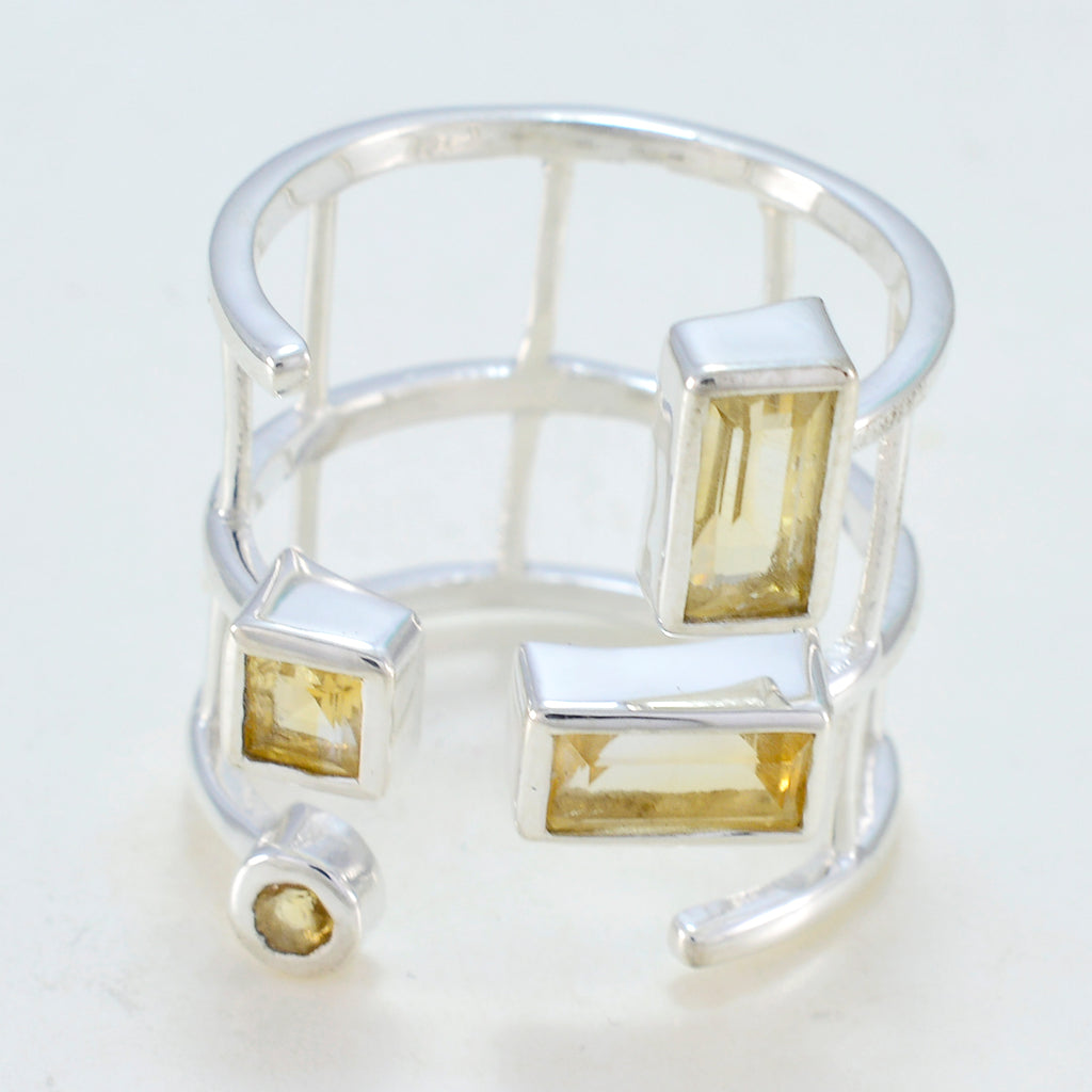 Citrine quarter Indian 925 Sterling Silver Yellow Gems Mid weight Signet Ring Jewellery