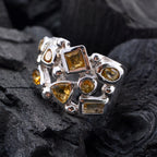 Citrine multiple Egyptian Silver Yellow Gemstones Eye catching Modern Ring Jewelry