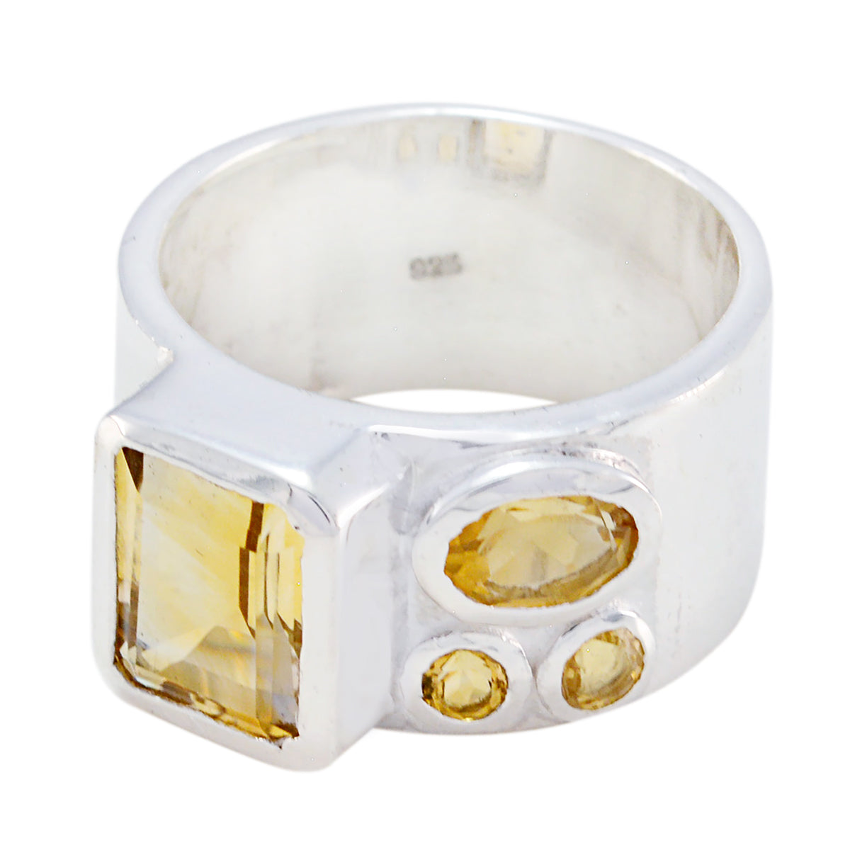Citrine quarter French 925 Silver Yellow Gemstone Versatile Abstract Band Jewellery