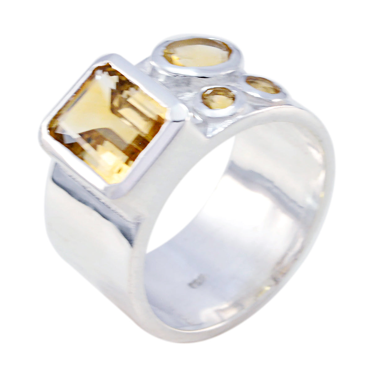 Citrien kwart Frans 925 Zilver Gele Edelsteen Veelzijdige Abstracte Band Sieraden Secundaire afbeelding