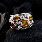 Citrine quarter French 925 Sterling Silver Yellow Gems Essential  Modern Ring Jewelry
