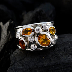 Citrine quarter French 925 Sterling Silver Yellow Gems Essential  Modern Ring Jewelry