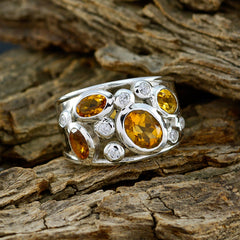 Citrine quarter French 925 Sterling Silver Yellow Gems Essential  Modern Ring Jewelry