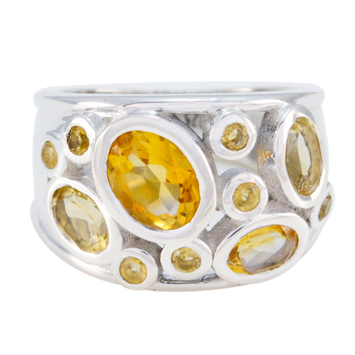 Citrine quarter French 925 Sterling Silver Yellow Gems Essential  Modern Ring Jewelry