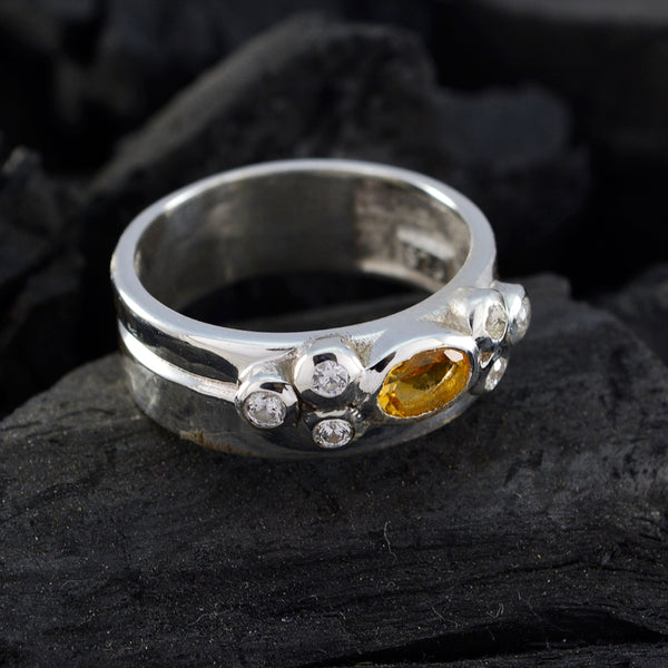 Citrine Halo French Sterling Silver Yellow Gemstone Classic Trendy Band Jewellery
