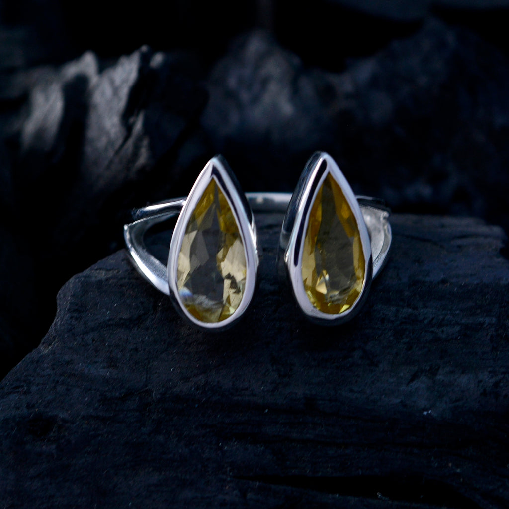 Citrine Toi et Moi Indian 925 Silver Yellow Gemstones Classic Romantic Ring Jewellery
