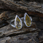 Citrine Toi et Moi Indian 925 Silver Yellow Gemstones Classic Romantic Ring Jewellery