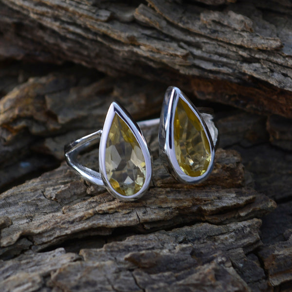 Citrine Toi et Moi Indian 925 Silver Yellow Gemstones Classic Romantic Ring Jewellery