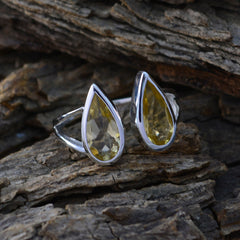 Citrine Toi et Moi Indian 925 Silver Yellow Gemstones Classic Romantic Ring Jewellery