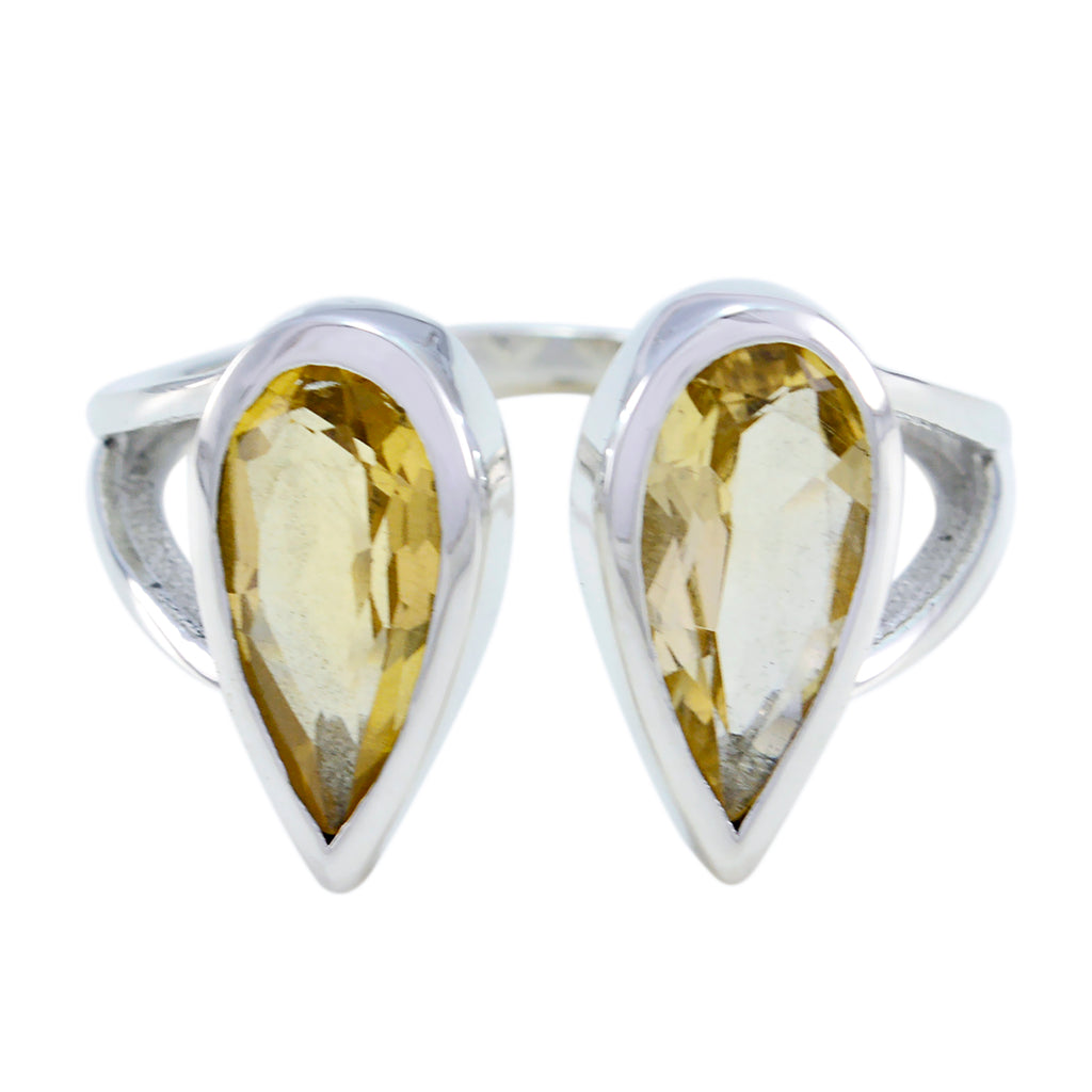 Citrine Toi et Moi Indian 925 Silver Yellow Gemstones Classic Romantic Ring Jewellery
