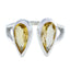 Citrine Toi et Moi Indian 925 Silver Yellow Gemstones Classic Romantic Ring Jewellery