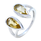Citrine Toi et Moi Indian 925 Silver Yellow Gemstones Classic Romantic Ring Jewellery