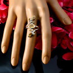 Citrine Hepta African 92.5 Silver Yellow Gemstone Mid weight Leafy Ring Jewelry