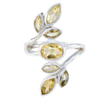 Citrine Hepta African 92.5 Silver Yellow Gemstone Mid weight Leafy Ring Jewelry