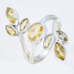 Citrine Hepta African 92.5 Silver Yellow Gemstone Mid weight Leafy Ring Jewelry