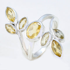 Citrine Hepta African 92.5 Silver Yellow Gemstone Mid weight Leafy Ring Jewelry