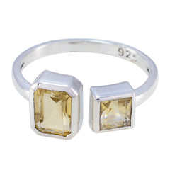 Citrine Toi et Moi American 925 Silver Yellow Gemstones Whisper thin Trendy Ring Jewelry