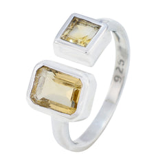 Citrine Toi et Moi American 925 Silver Yellow Gemstones Whisper thin Trendy Ring Jewelry