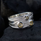Citrine Trilogy French 92.5 Silver Yellow Gems Slim Boho Ring Jewellery