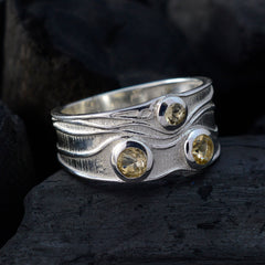 Citrine Trilogy French 92.5 Silver Yellow Gems Slim Boho Ring Jewellery
