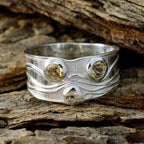 Citrine Trilogy French 92.5 Silver Yellow Gems Slim Boho Ring Jewellery