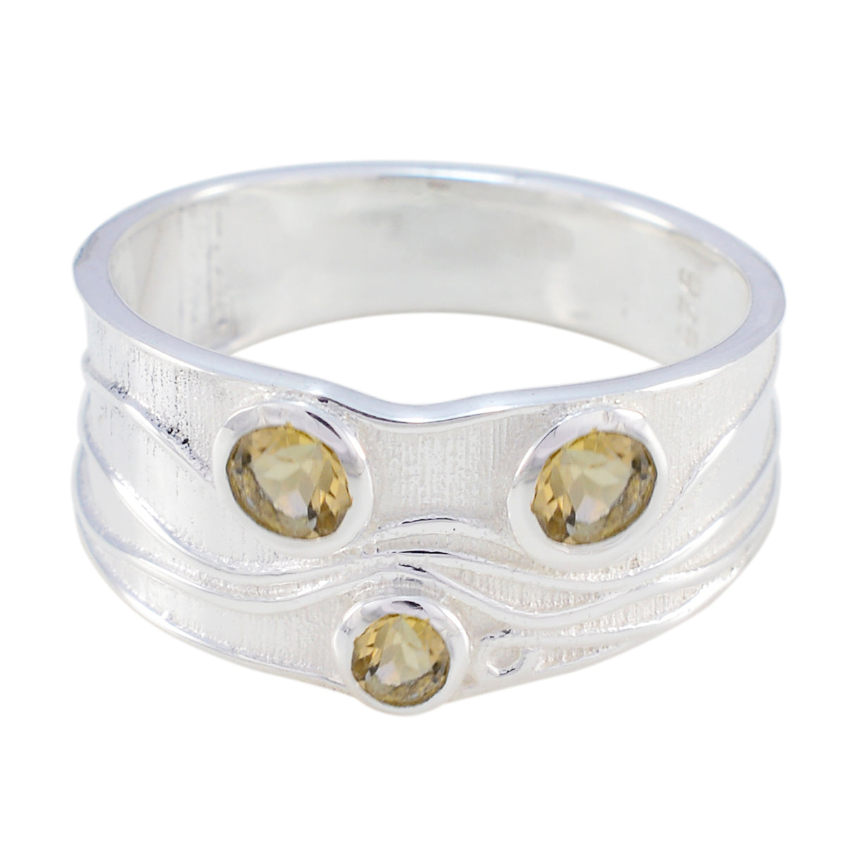 Citrine Trilogy French 92.5 Silver Yellow Gems Slim Boho Ring Jewellery Hoofdafbeelding