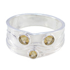 Citrine Trilogy French 92.5 Silver Yellow Gems Slim Boho Ring Jewellery