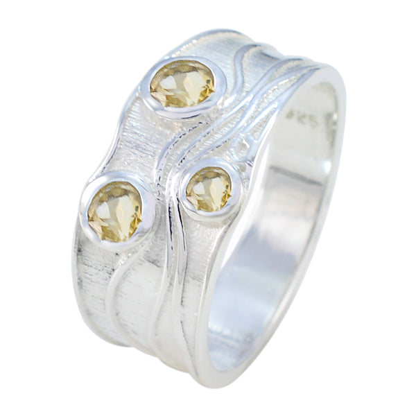 Citrine Trilogy French 92.5 Silver Yellow Gems Slim Boho Ring Jewellery