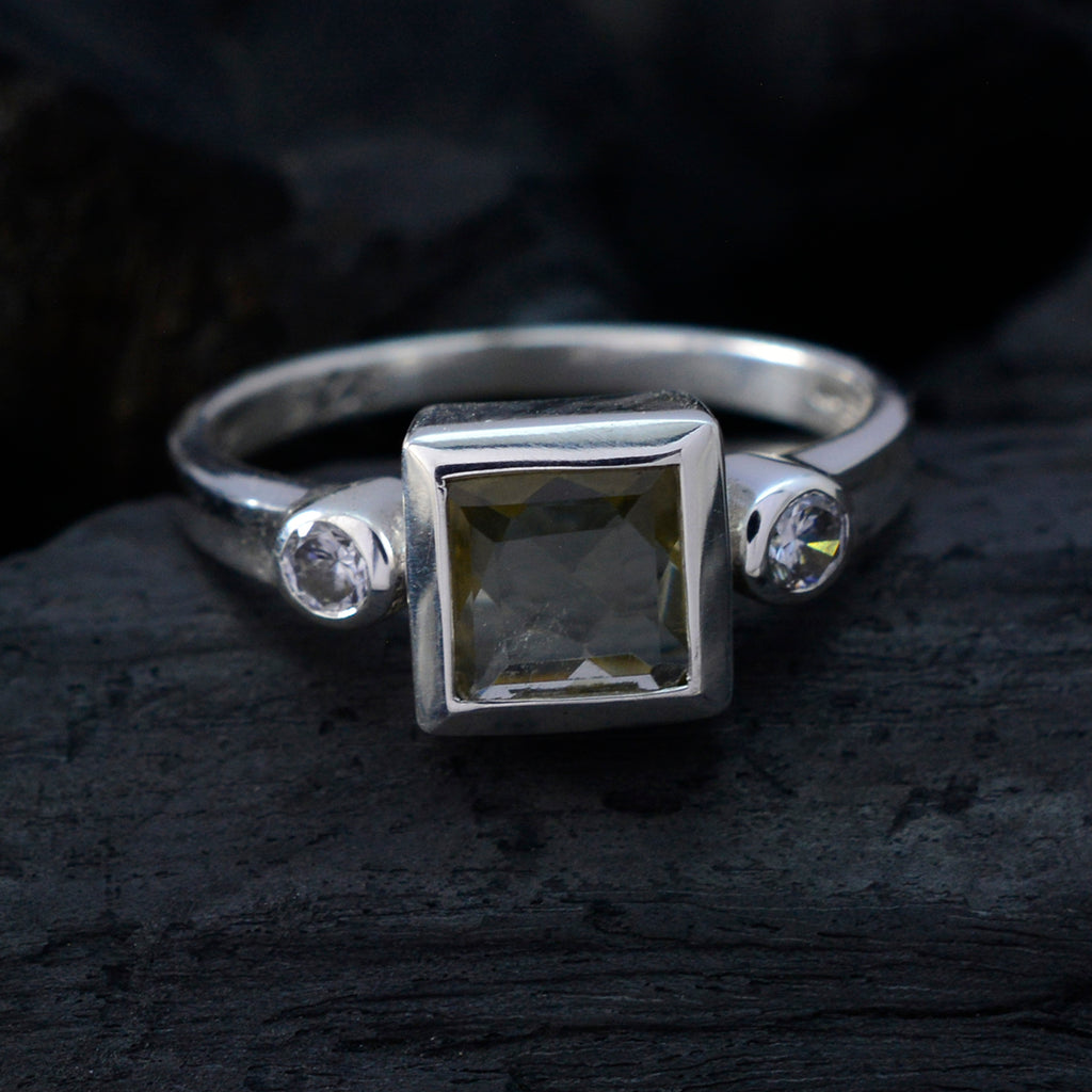 Citrine Trilogy Indian Sterling Silver Yellow Gemstone Featherlight Graceful Ring Jewelry