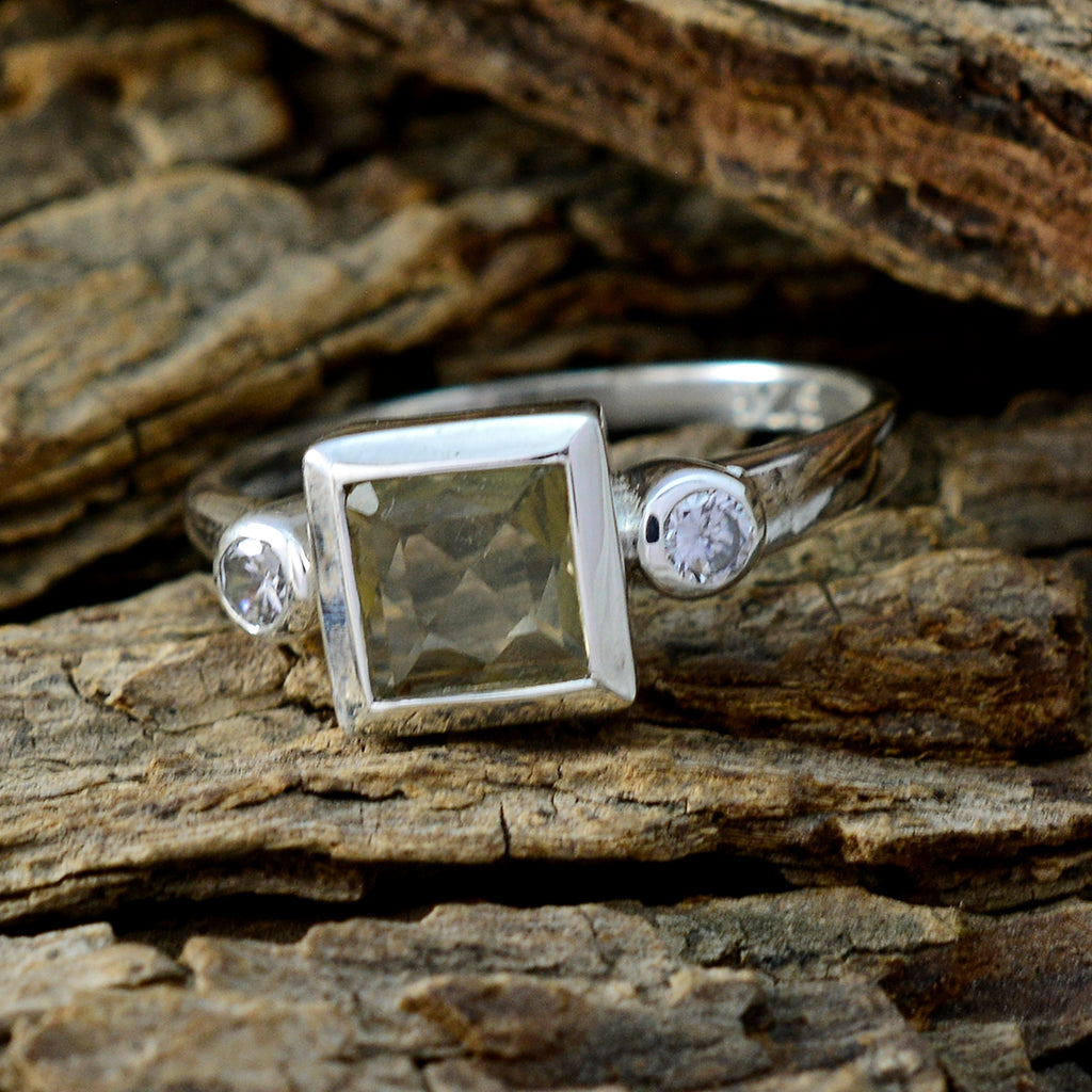 Citrine Trilogy Indian Sterling Silver Yellow Gemstone Featherlight Graceful Ring Jewelry