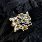 Citrine multiple French 925 Silver Yellow Gemstone Eye catching Abstract Ring Jewelry