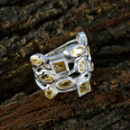 Citrine multiple French 925 Silver Yellow Gemstone Eye catching Abstract Ring Jewelry