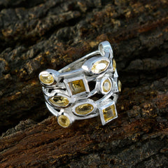 Citrine multiple French 925 Silver Yellow Gemstone Eye catching Abstract Ring Jewelry