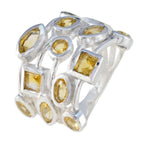 Citrine multiple French 925 Silver Yellow Gemstone Eye catching Abstract Ring Jewelry