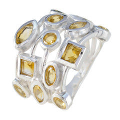 Citrine multiple French 925 Silver Yellow Gemstone Eye catching Abstract Ring Jewelry